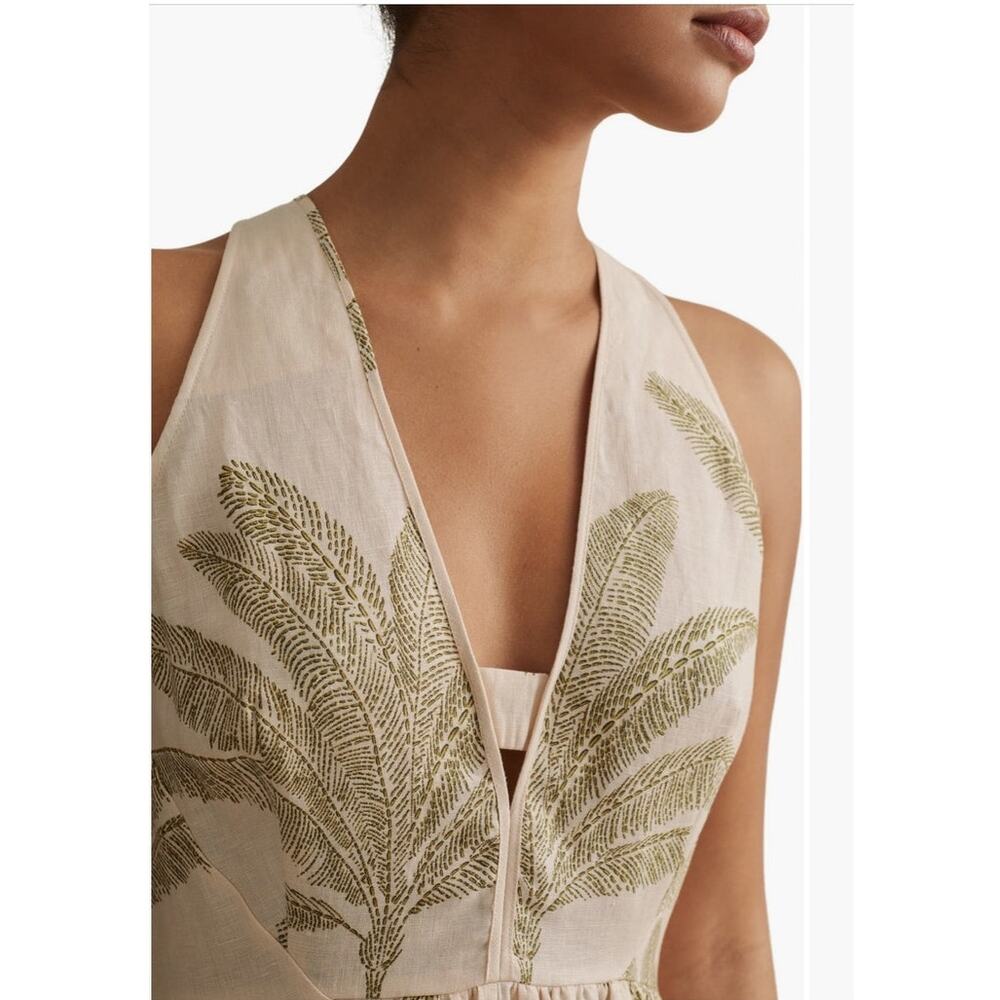 Reiss Anna Foliage Print Linen Midi Dress - Picture 4 of 14